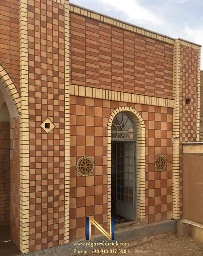 نمای ساختمان با آجر شاموتی کلاسیک