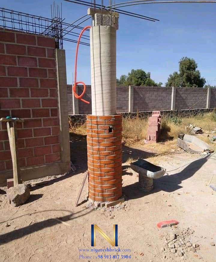 آجر نما در ستون گرد