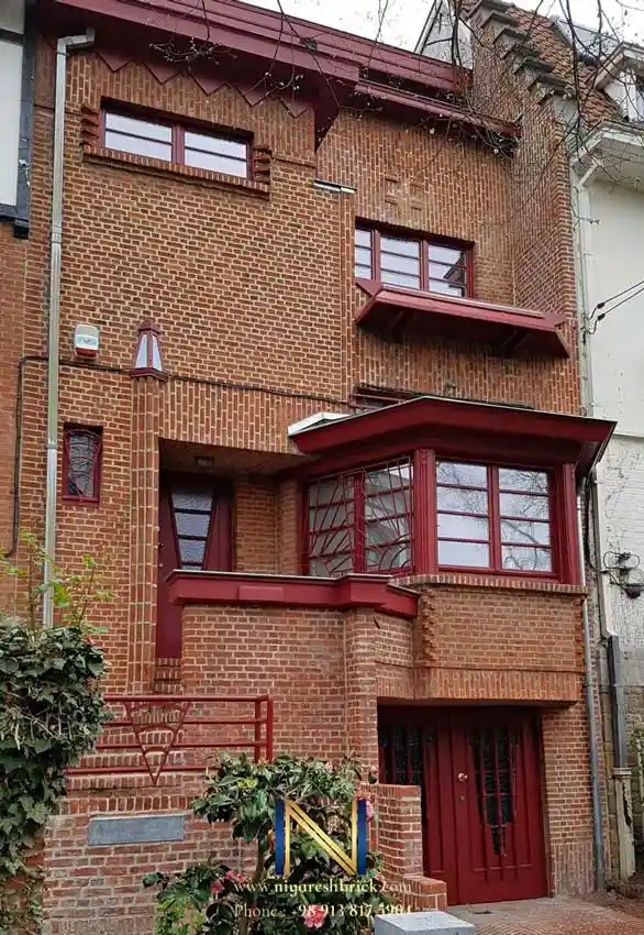 Brick facade of a villa building